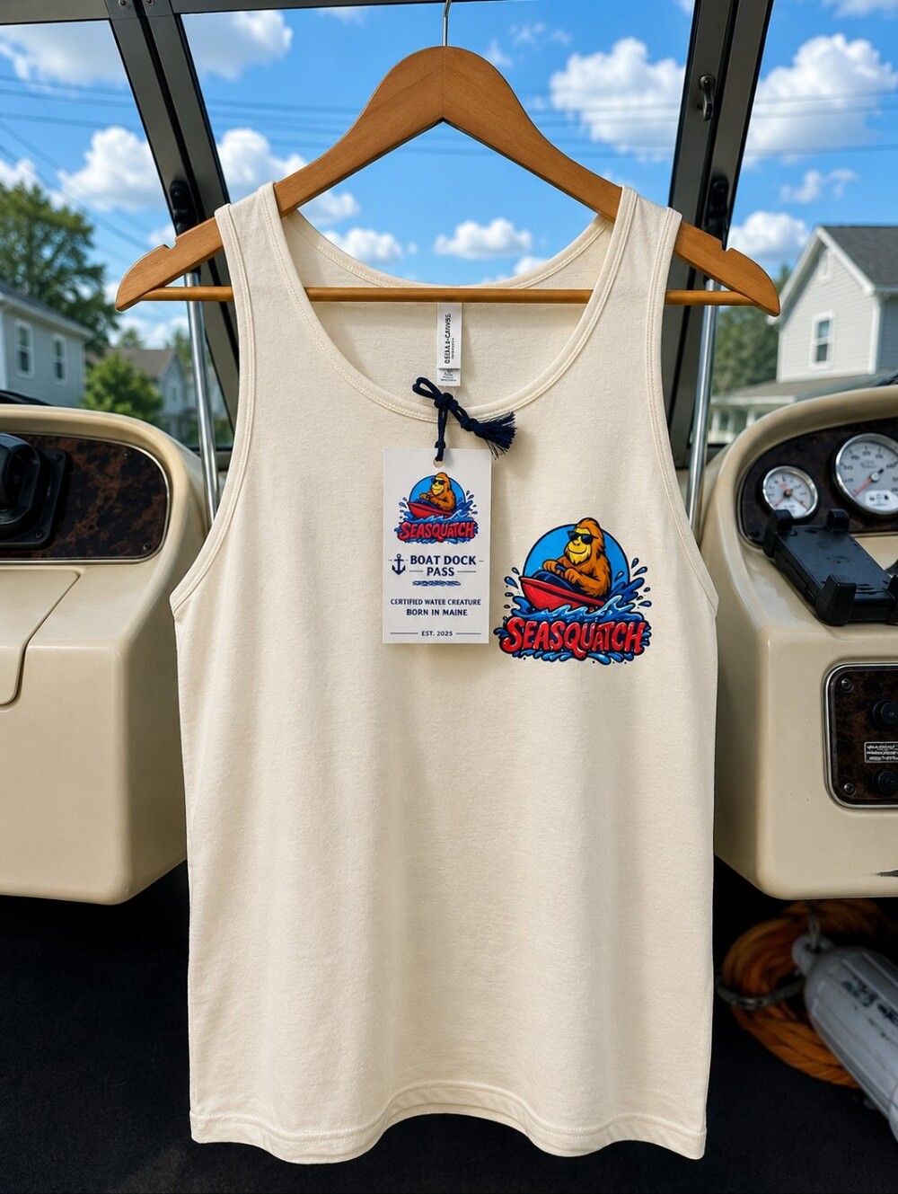 SeaSquatch Unisex Cream Graphic Tank Top